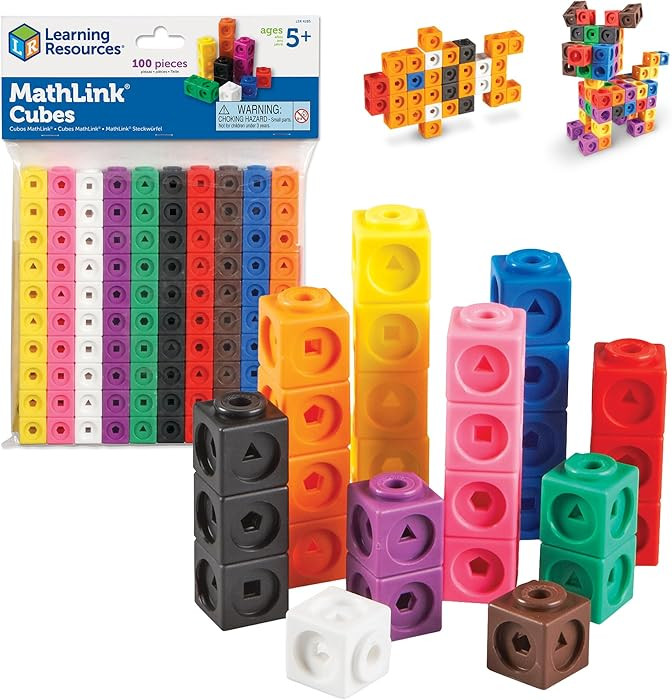 Learning Resources MathLink Cubes - Set of 100 Cubes, Ages 5+ Kindergarten, STEM Activities, Math... | Amazon (US)