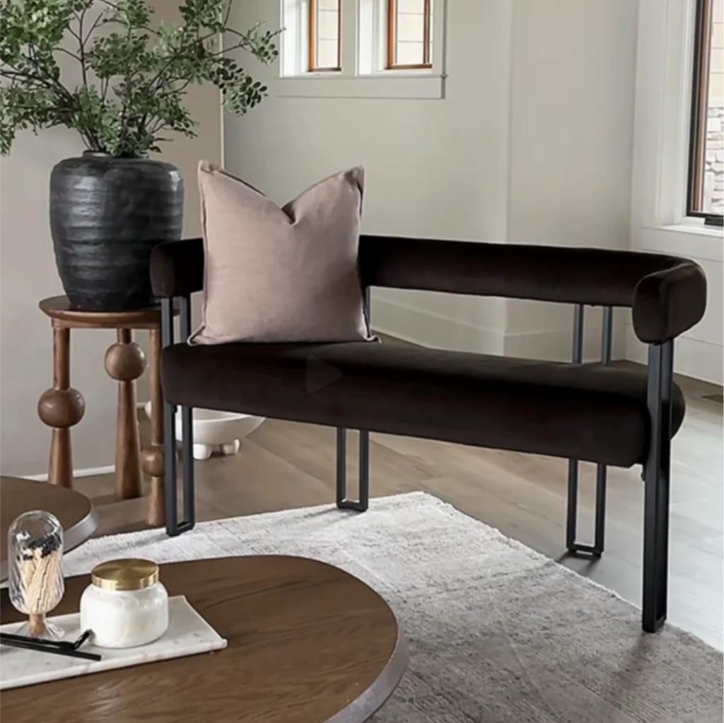 Mia 48.5" Modern Velvet Bench Loveseat | Pop Maison