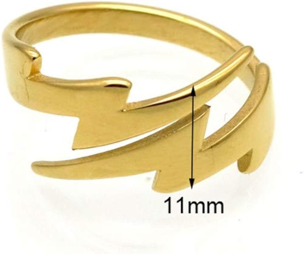 NewZenro Double Lightning Bolt Wrap Open Ring for Men Boys Women Fashion Punk Stainless Steel Per... | Amazon (US)