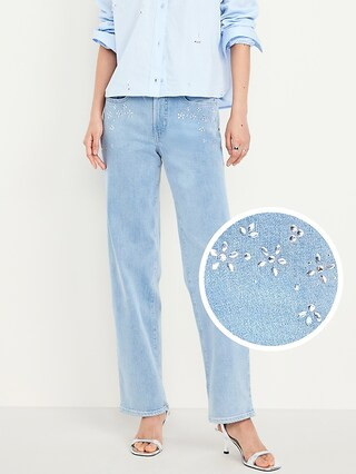 High-Waisted OG Loose Rhinestone-Embellished Jeans | Old Navy (US)