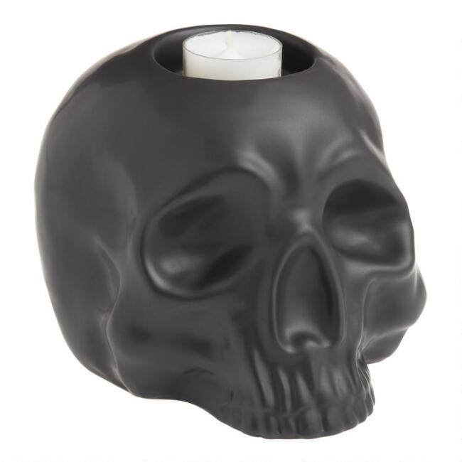 Black Skull Tealight Candle Holder | World Market