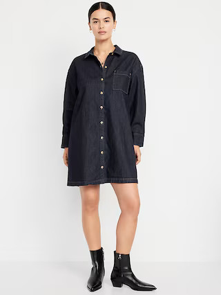 Long-Sleeve Denim Mini Shirt Dress | Old Navy (US)