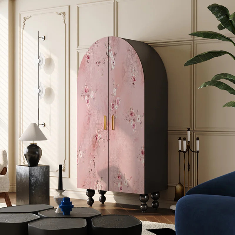 American-Style Vintage Pine Two-Door Storage Pink Wardrobe | Wayfair North America