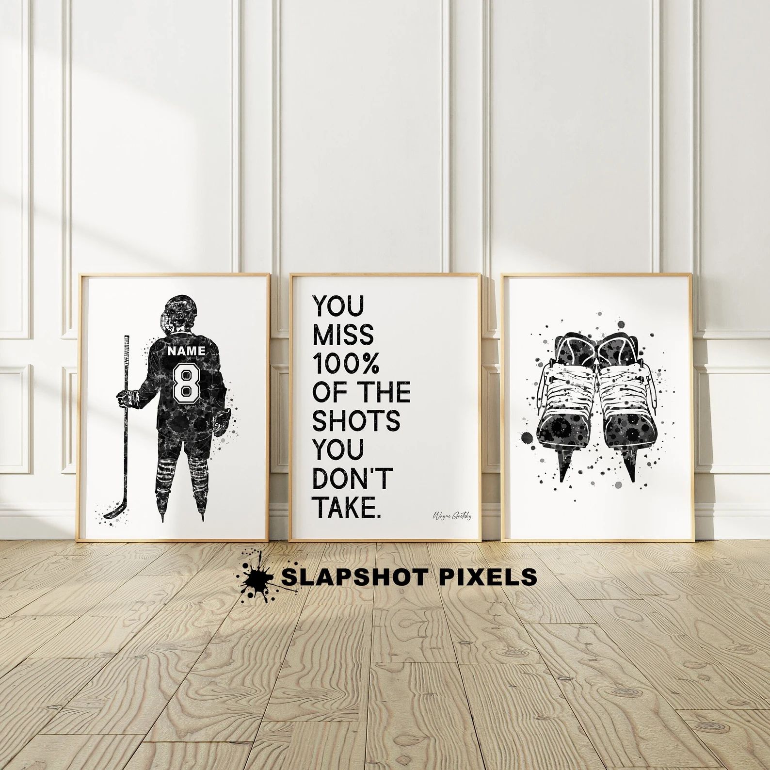 Set of 3 Personalized Hockey Posters, Hockey Gifts 3 Piece Wall Art, Custom Hockey Jersey Printab... | Etsy (CAD)