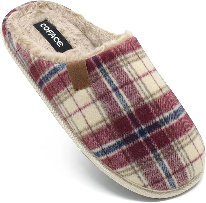 COFACE Mens Womens Cozy Memory Foam Scuff Slippers Slip On Warm House Shoes Indoor/Outdoor with B... | Amazon (US)