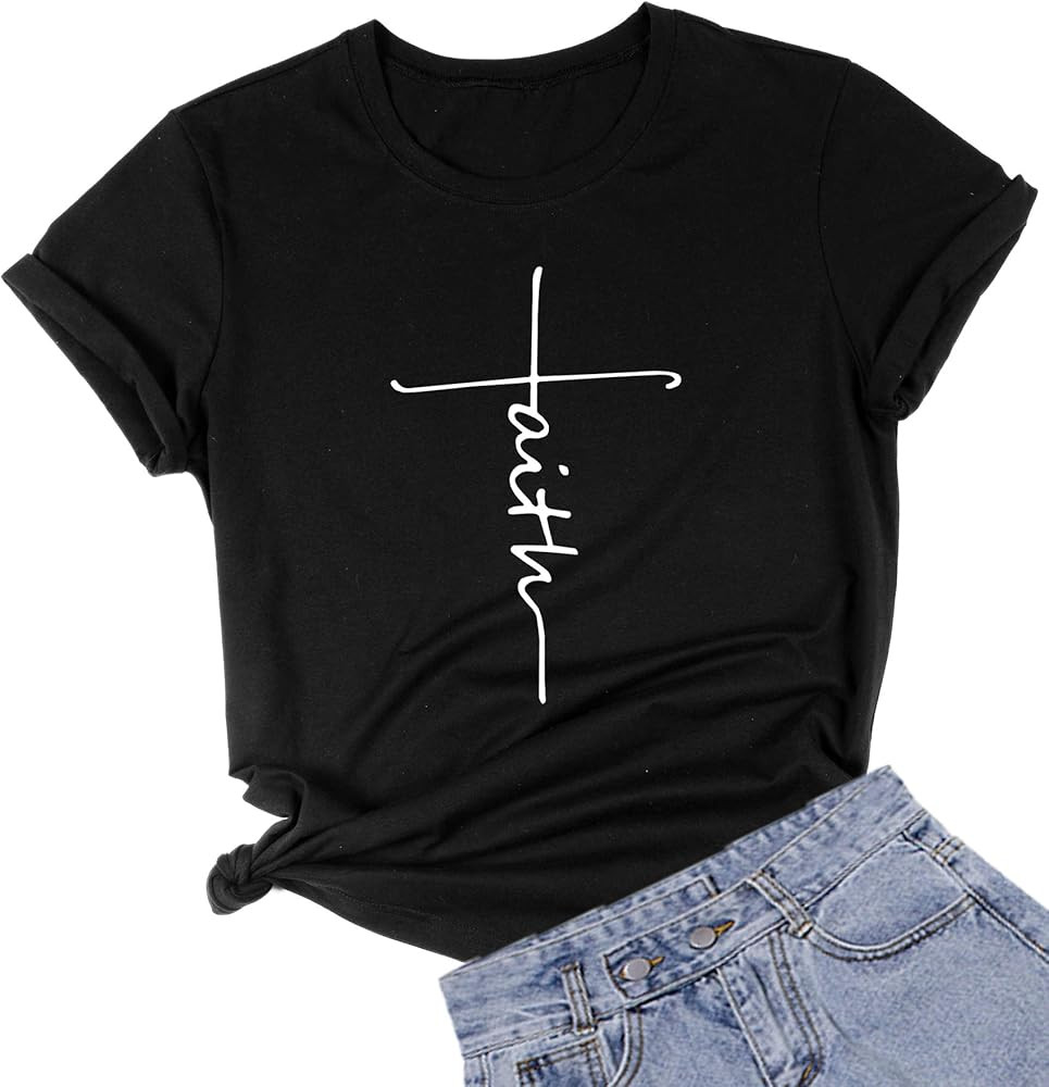 DANVOUY Women's V-Neck Summer Casual Letters Printed Short Sleeves Graphic T-Shirt | Amazon (US)