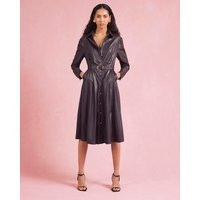 River Island Red Faux Leather Belted Midi Shirt Dress | River Island UK & IE