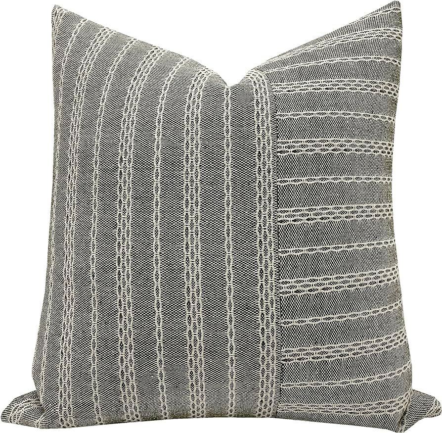Slow Cow Black and Beige Patchwork Stripe Decorative Throw Pillow Cover Cushion Cover Pillowcase ... | Amazon (US)
