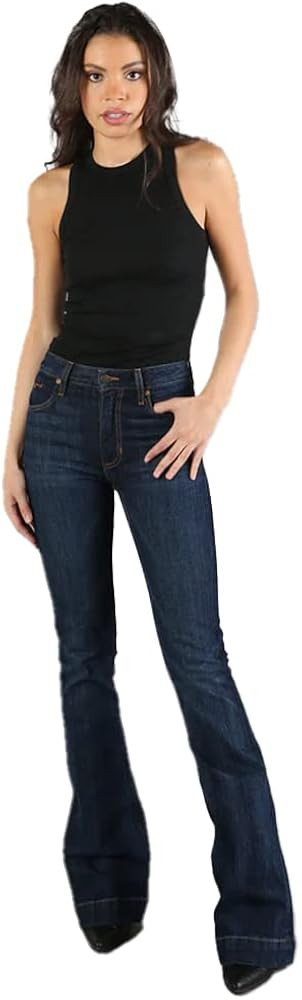 Kimes Ranch Women's Jennifer Ultra-High Rise Wide Flare Dark Wash Blue Jeans | Amazon (US)