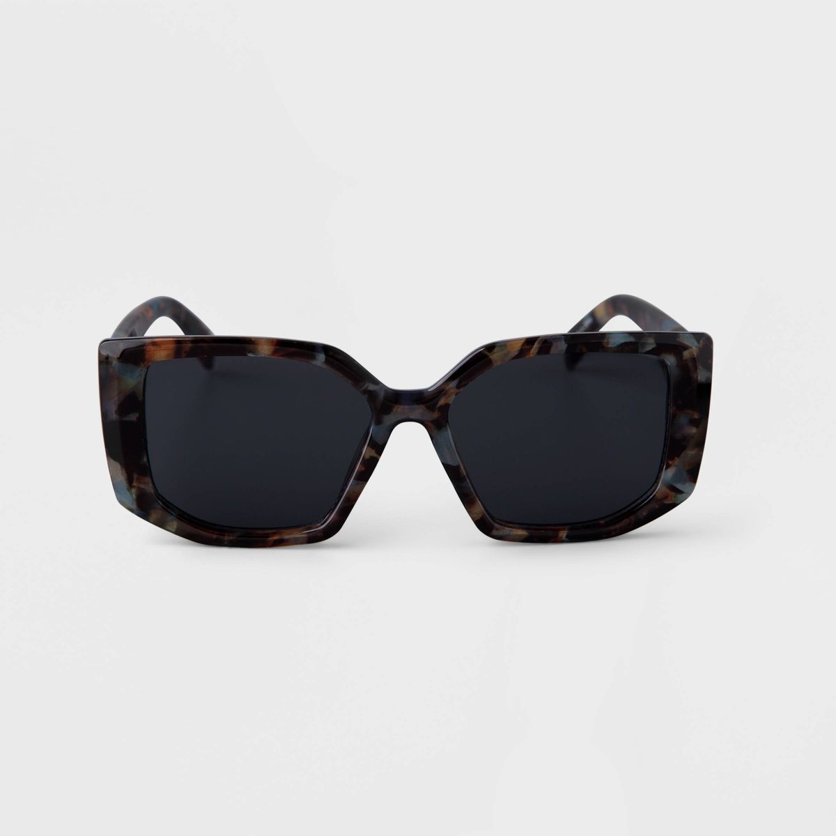 Women's Tortoise Shell Print Angular Square Sunglasses - A New Day™ Blue | Target