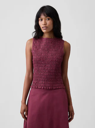 Smocked Sleeveless Boatneck Top | Gap Factory