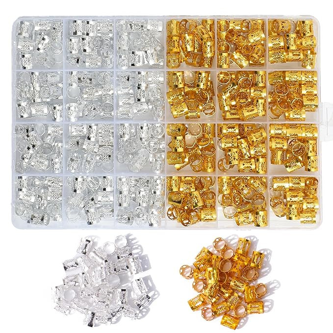 400pcs Gold & Silver Hair Cuffs Hair Jewelry,Aluminum Hair Rings Hair Braid Clips,Adjustable Meta... | Amazon (US)