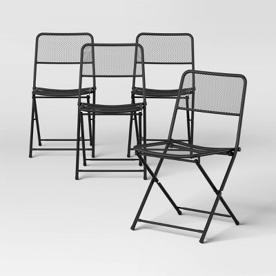 4pc Metal Mesh Outdoor Portable Patio Folding Chair Black - Room Essentials™ | Target