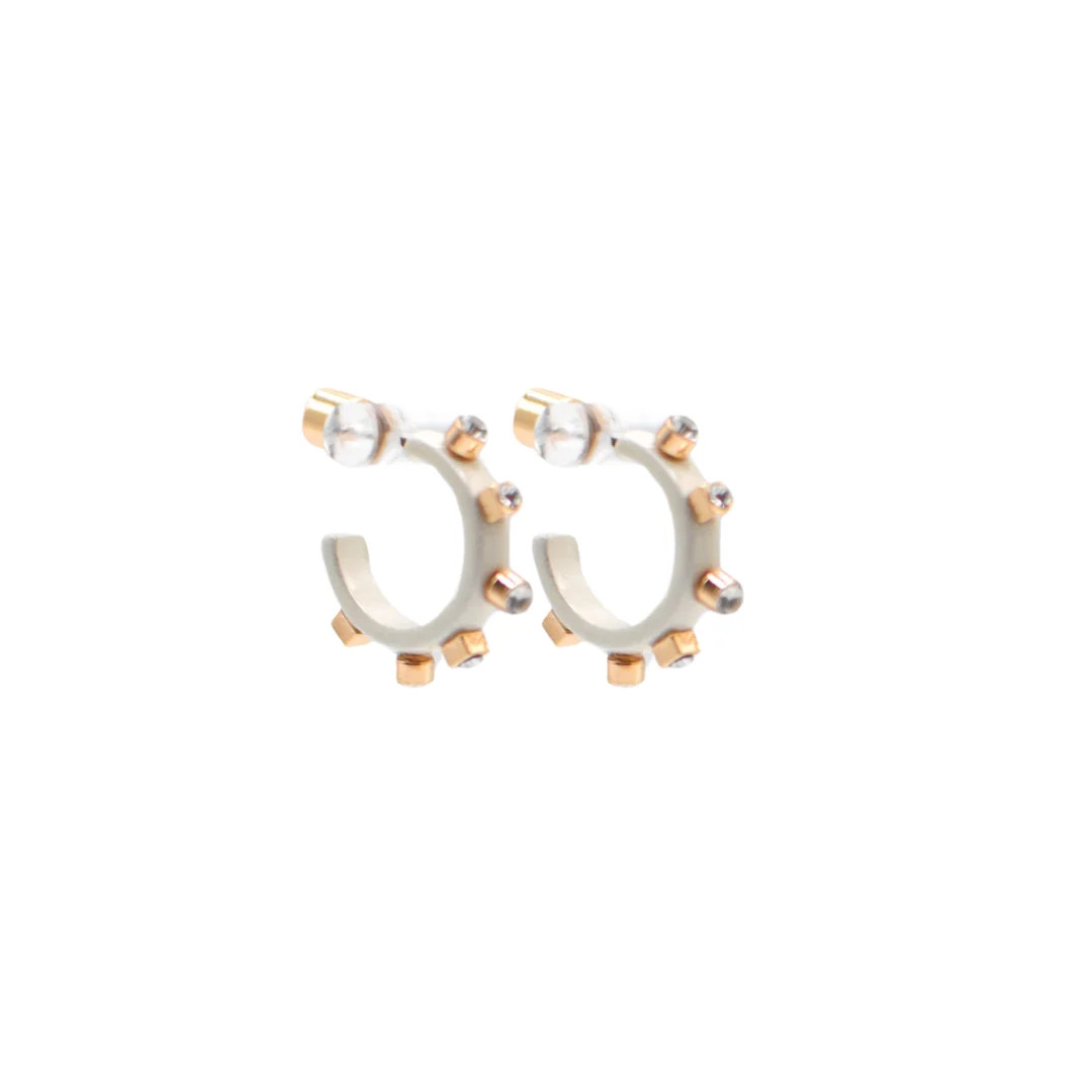 Metal Huggie - White Hoop Earring | Smith and Co. Jewel Design