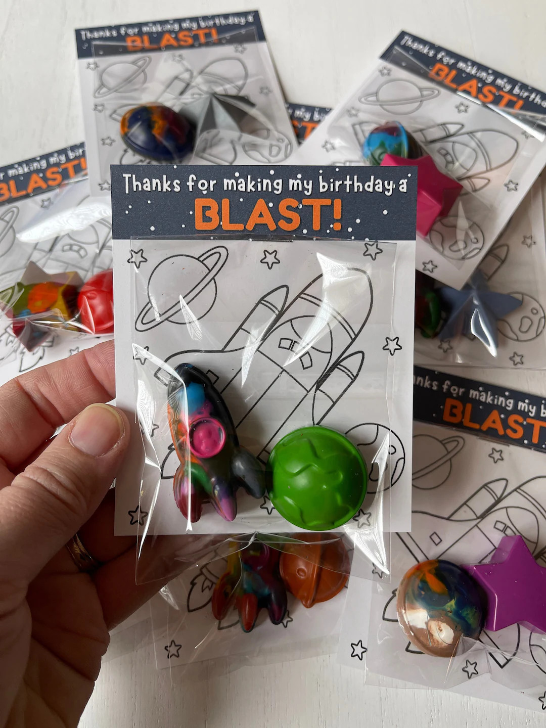 Outer Space Crayon Party Favor, Rocket Ship Coloring Sheet Thank You, Solar System Themed Party, ... | Etsy (US)