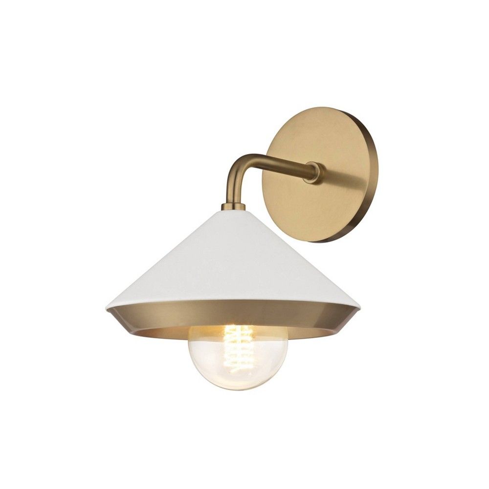 Marnie 1-Light Wall Sconce Aged Brass/White - Mitzi by Hudson Valley | Target