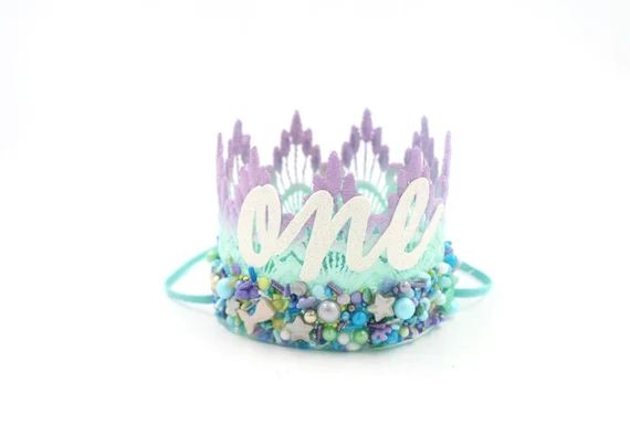 first birthday Mermaid SPRINKLES dipped MINI Sienna lace crown cursive one or number 1 ||  custom... | Etsy (US)