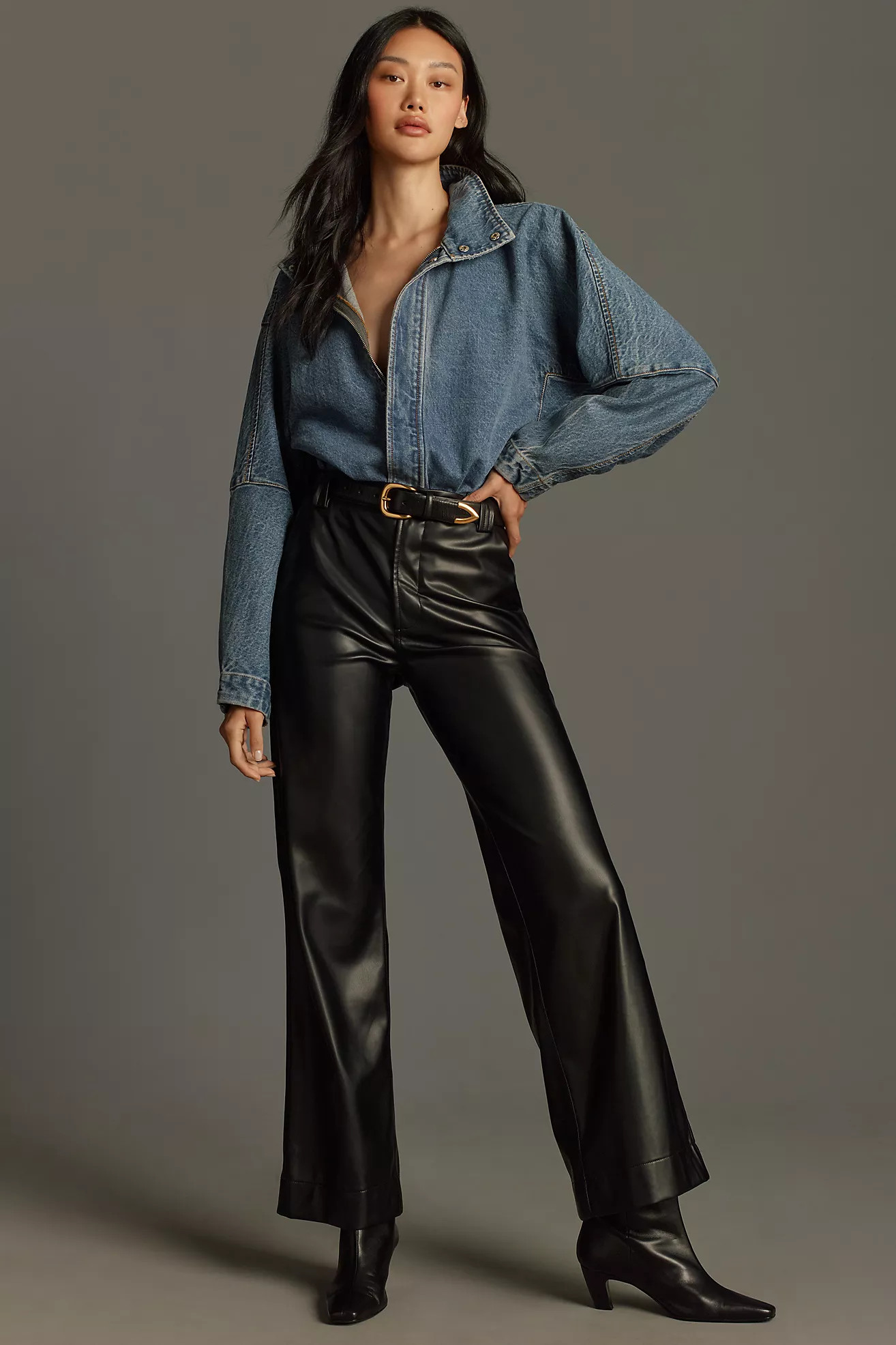 Joe's Jeans The Mia High-Rise Wide-Leg Faux-Leather Pants | Anthropologie (US)