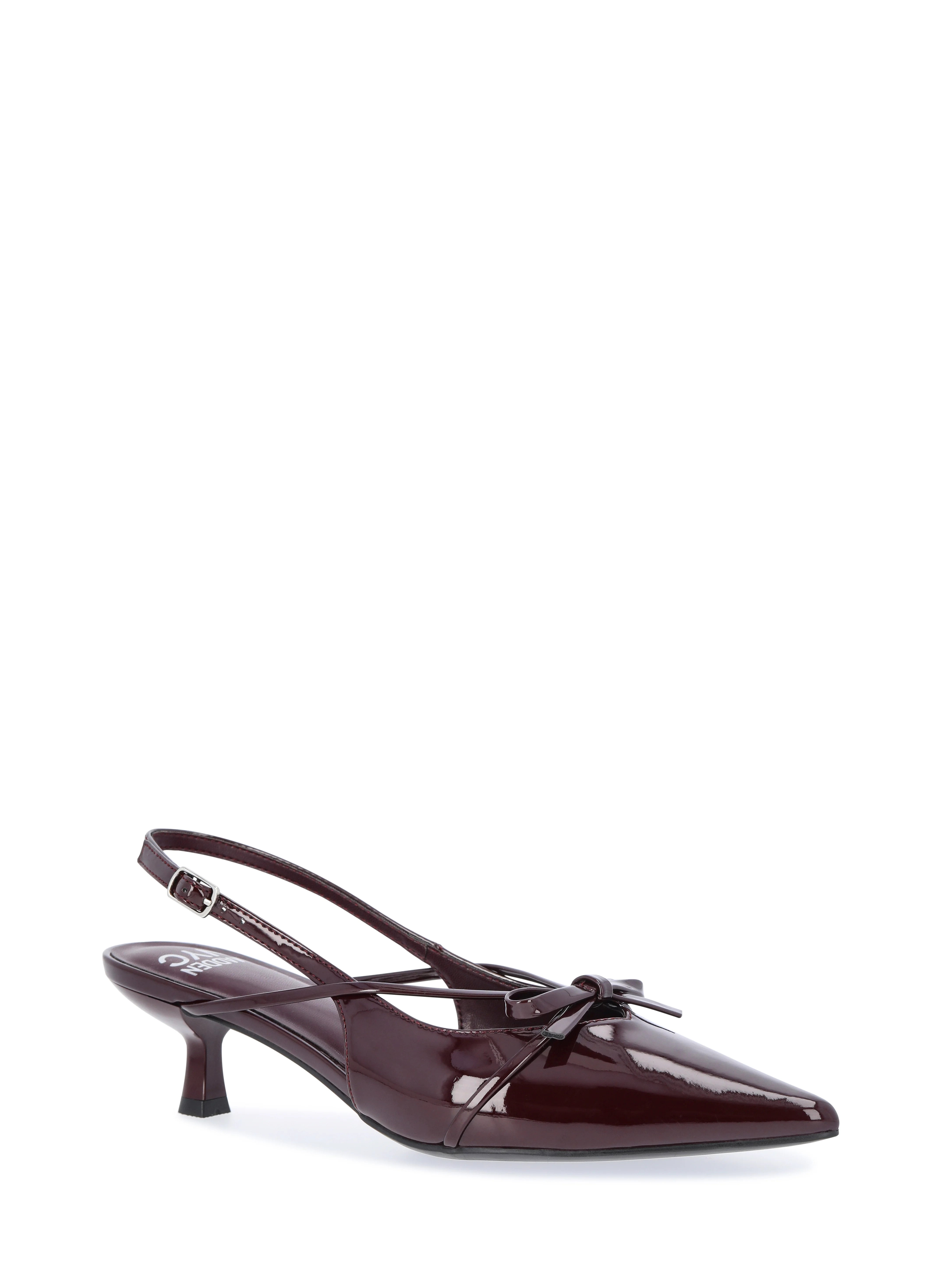Madden NYC Women's Shiny Faux Leather Slingback Heels with Bow | Walmart (US)