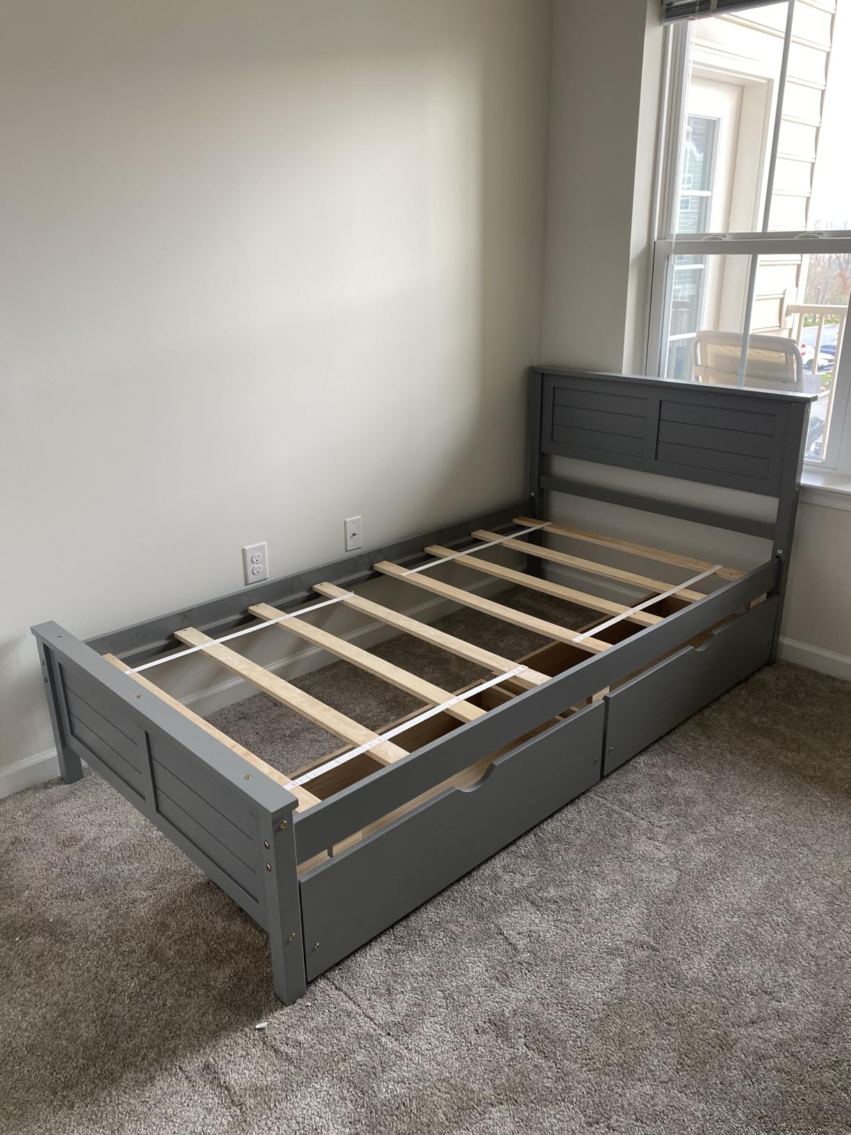 Giantex Wood Full Size Bed Frame with 2 Storage Drawers, Solid Wood Platform Bed with Headboard, ... | Amazon (US)