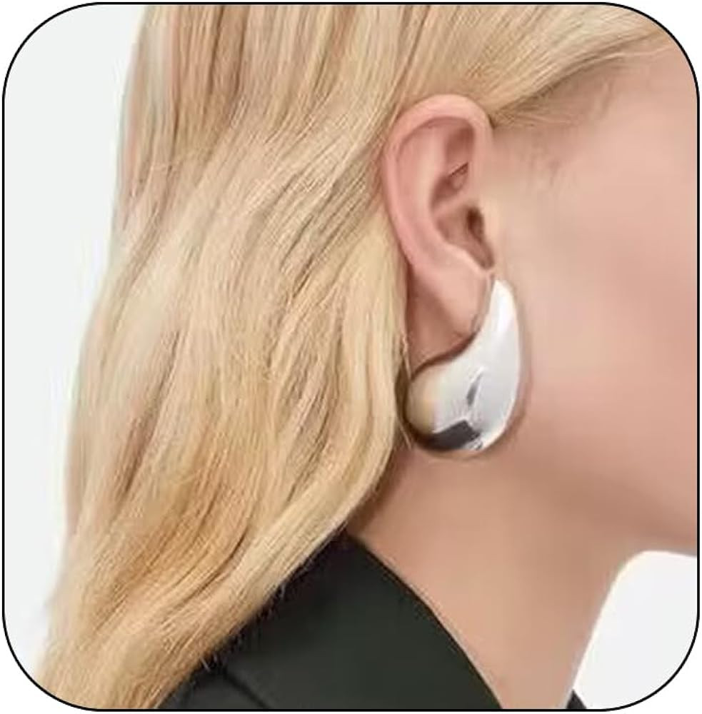 LOUMILEO Extra Large Drop Earring Dupes Hypoallergenic Chunky Gold Hoop Earrings Lightweight Wate... | Amazon (US)