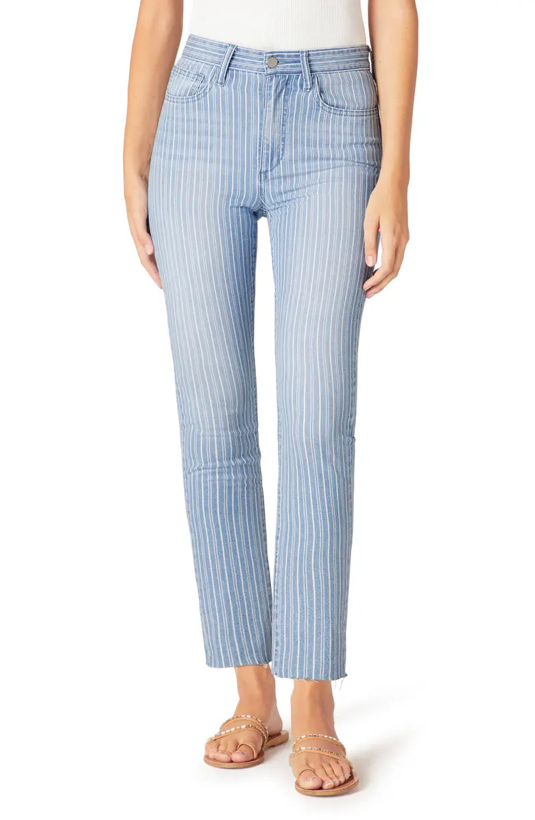 Striped High Waist Ankle Crop Wide Leg Jeans | Nordstrom Rack