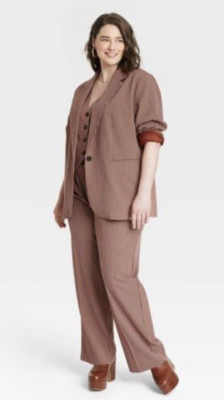 A NEW DAY WOMEN'S RELAXED SIZE XL TINY BROWN PLAID BLAZER JACKET | eBay US