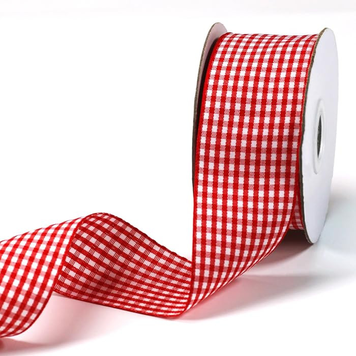 1.5" Red White Gingham Ribbon Roll, 20 Yards | Amazon (US)