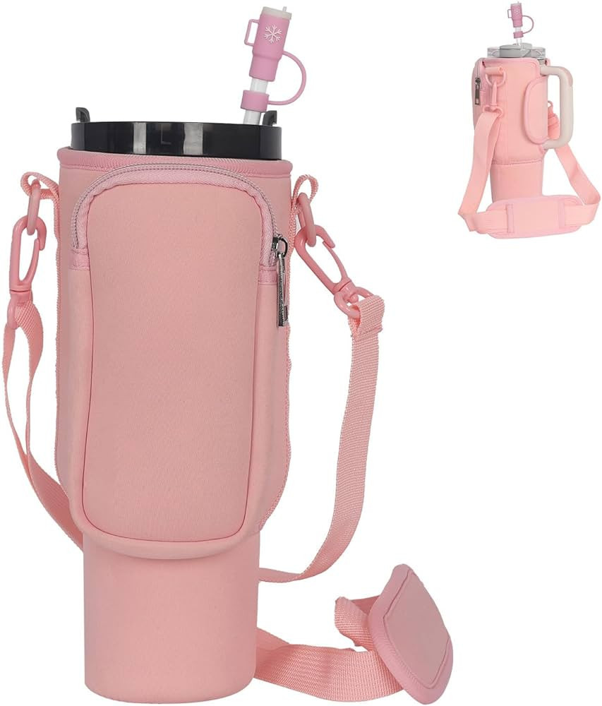 ZUJFPL Water Bottle Carrier Bag with Phone Pocket for Stanley 30/40oz Tumbler with Handle,Water B... | Amazon (US)