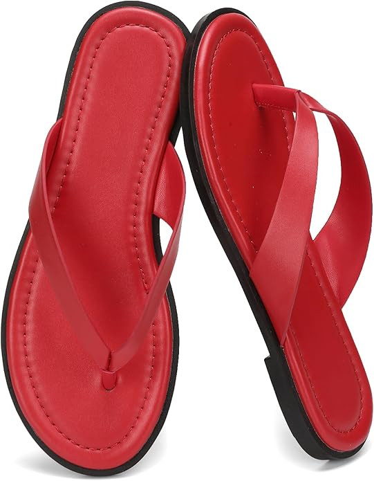 Flip Flops for Women Comfortable Slip on Open Toe Thong Sandals Casual Summer Dress Flats Sandal ... | Amazon (US)