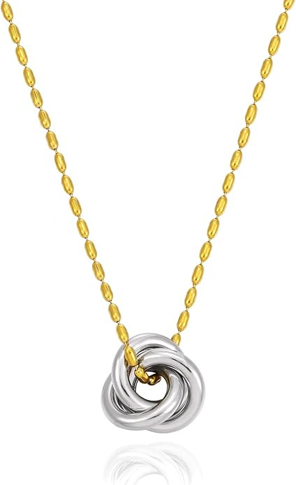 Gold And Silver Knot Necklace for Women Two Tone Love Knot Pendant Necklaces Minimalist Jewelry F... | Amazon (US)