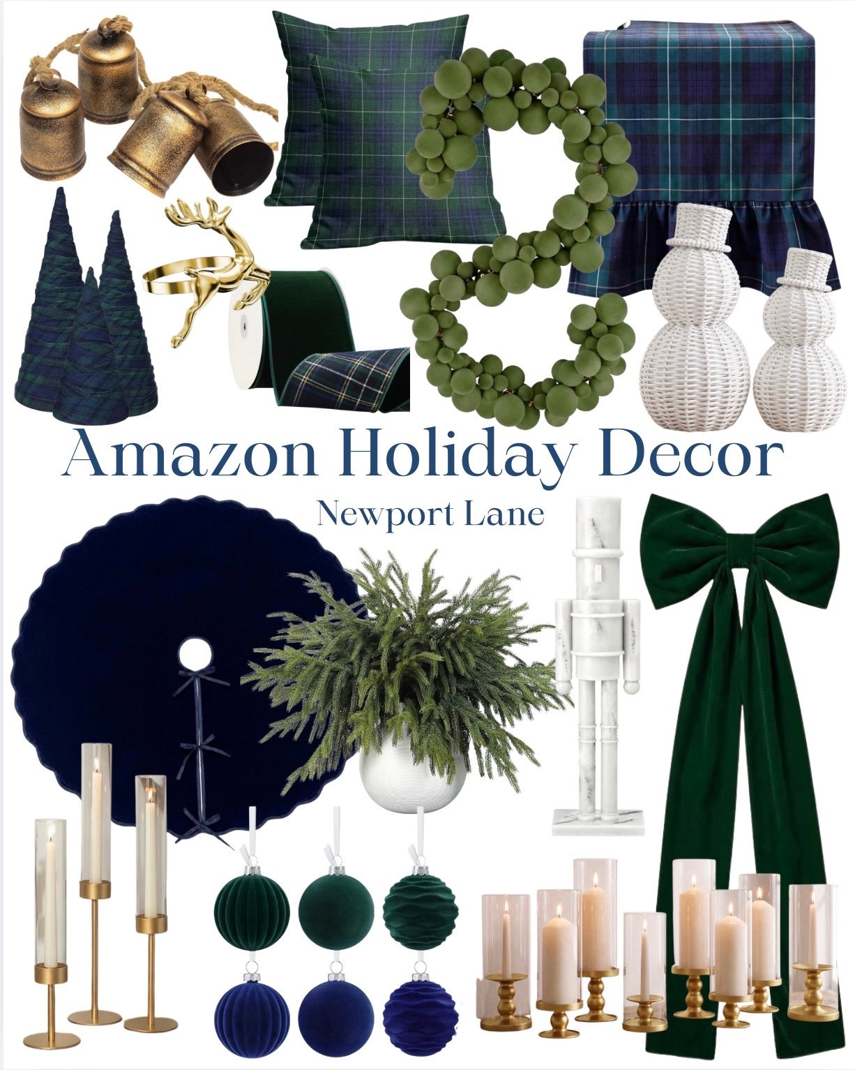 Hunter green and navy blue for Christmas and it is giving the most stunning and sophisticated holiday vibes 🎄 This Amazon roundup is so rich and beautiful. The pieces are deep, moody, and so elegantly done. If you are ready to step away from traditional Christmas colors and try something truly gorgeous this season this is your sign.