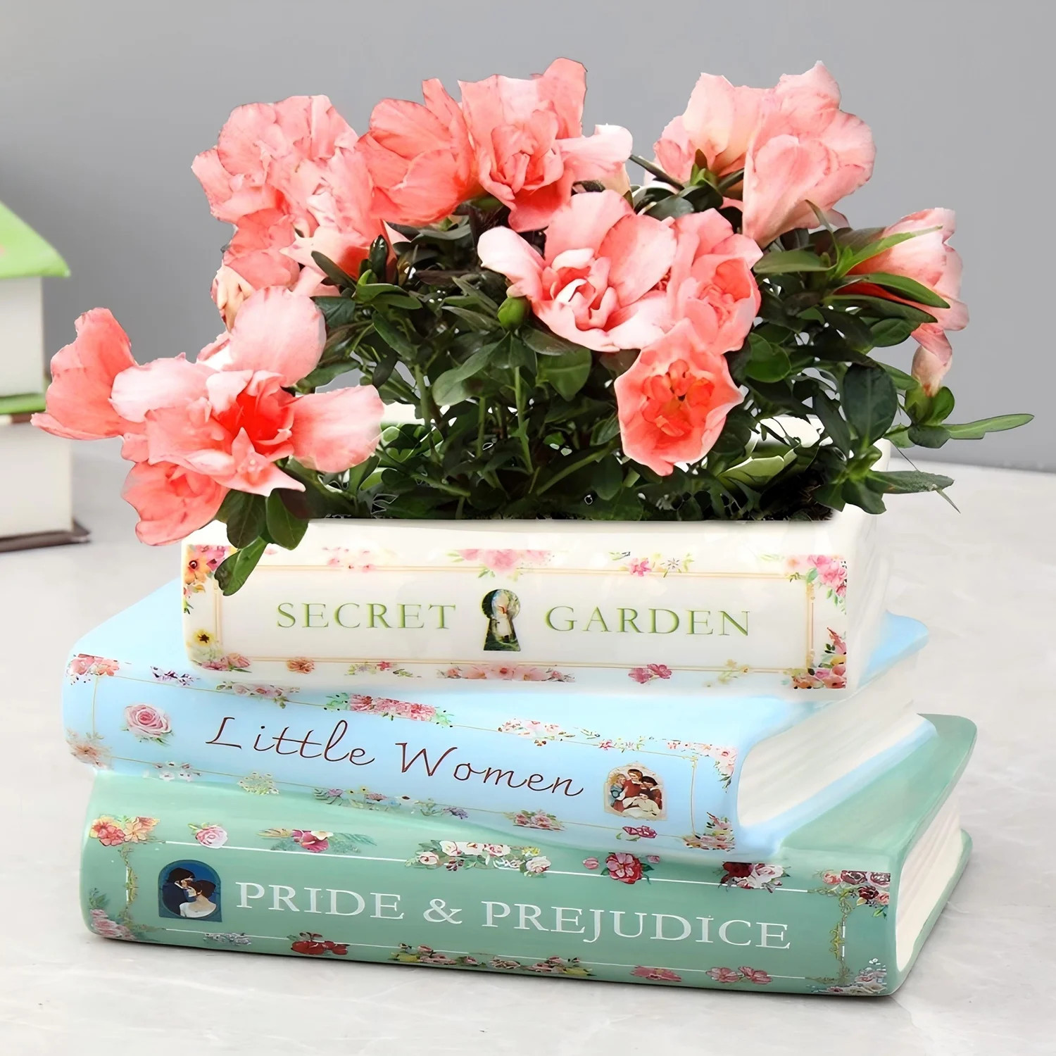 GARSHEON Book Planter, Ceramic Planters with Drainage Hole, Ceramic Book Vase for Flowers, Cute P... | Walmart (US)