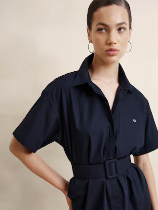 Poplin Midi Shift Shirtdress | Banana Republic Factory