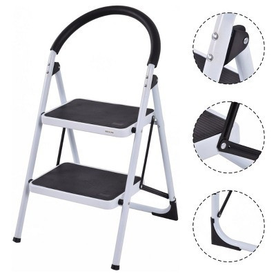 Costway 2 Step Ladder Folding Stool Heavy Duty 330Lbs Capacity Industrial Lightweight | Target