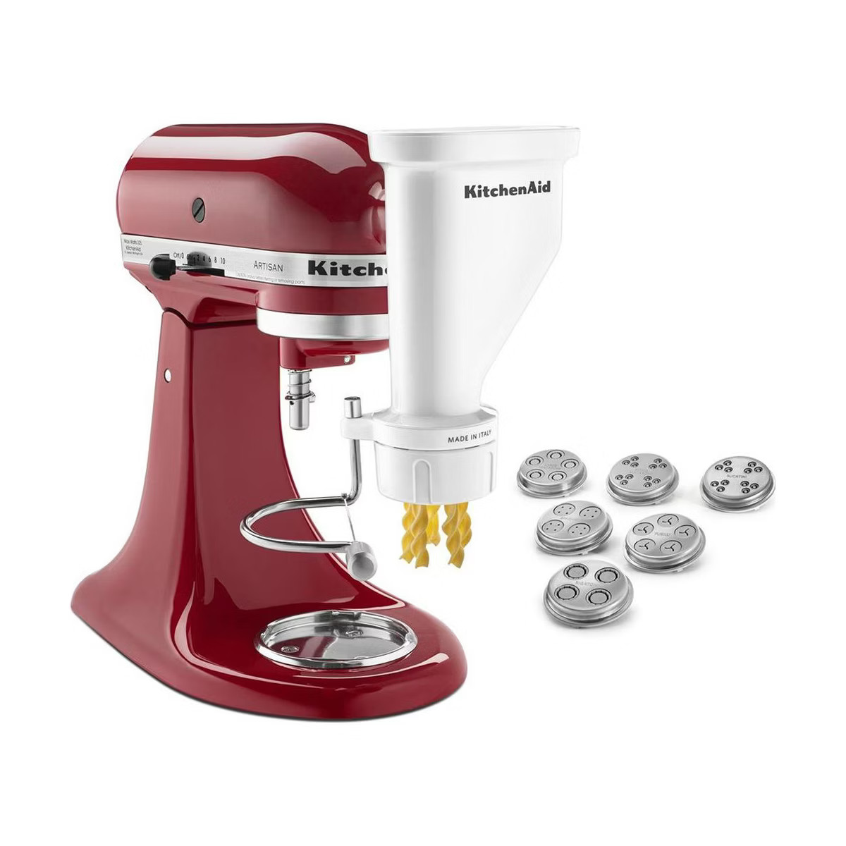 KitchenAid Gourmet Pasta Press Attachment with 6 Interchangeable Pasta Plates, White | Target