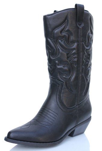 Soda Women's Red Reno Western Cowboy Pointed Toe Knee High Pull On Tabs Boots | Amazon (US)