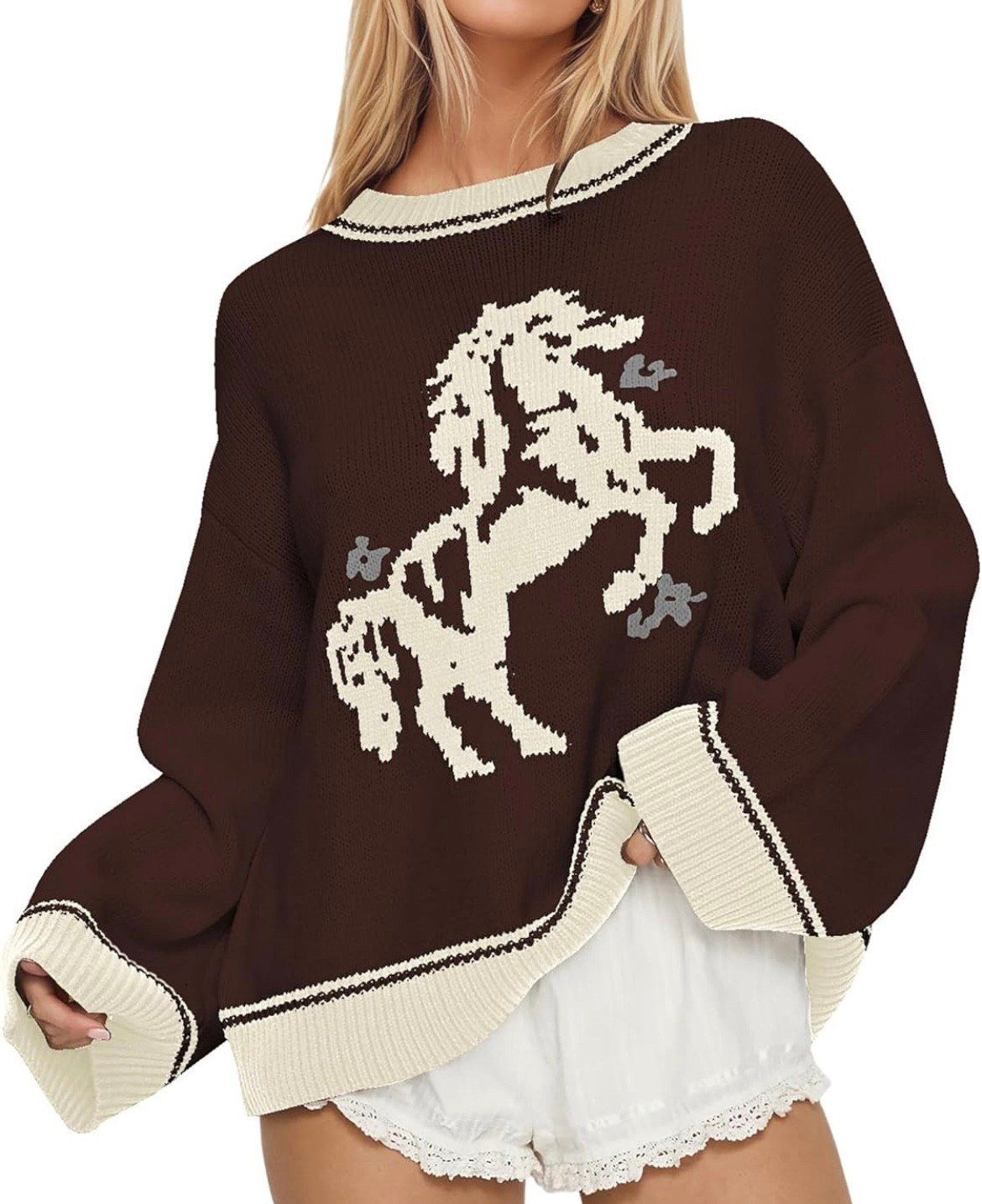 Absolutely precious horse sweater!!

#LTKFindsUnder50 #LTKgrwm #LTKootd