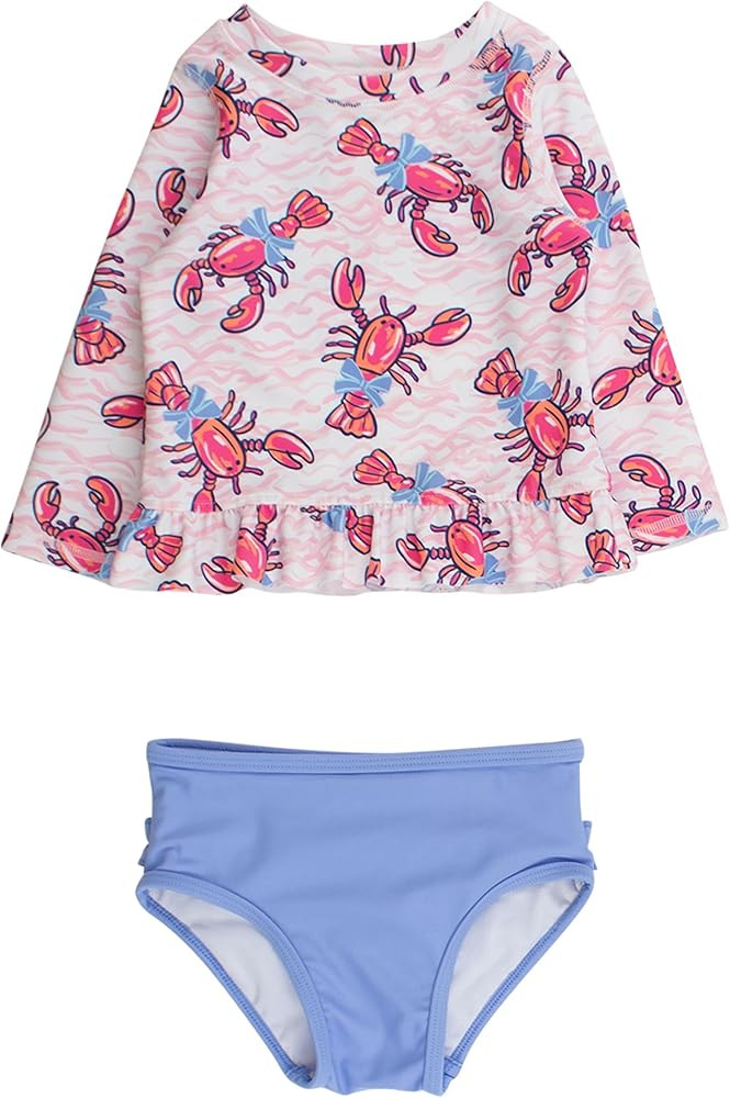 RuffleButts Baby/Toddler Girls Long Sleeve Rash Guard UPF50+ Sun Protected Bikini Swimsuit | Amazon (US)
