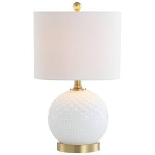 JONATHAN Y Julienne 20.5 in. White/Brass Gold Glass/Metal LED Table Lamp JYL1040A - The Home Depo... | The Home Depot