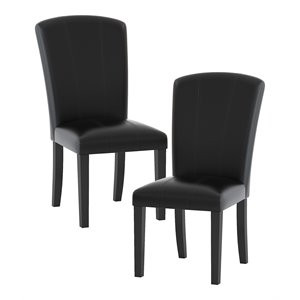 Lexicon Cristo 19.5" Faux Leather Dining Room Side Chair in Espresso (Set of 2) | Cymax