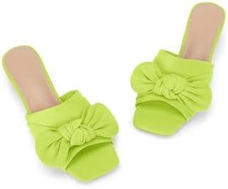 Coutgo Womens Bow Slides Sandals Wide Width Slip On Chunky Low Heels Square Open toe Elagant Summ... | Amazon (US)