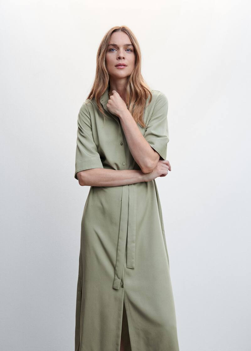 Bow shirt dress -  Women | Mango USA | MANGO (US)