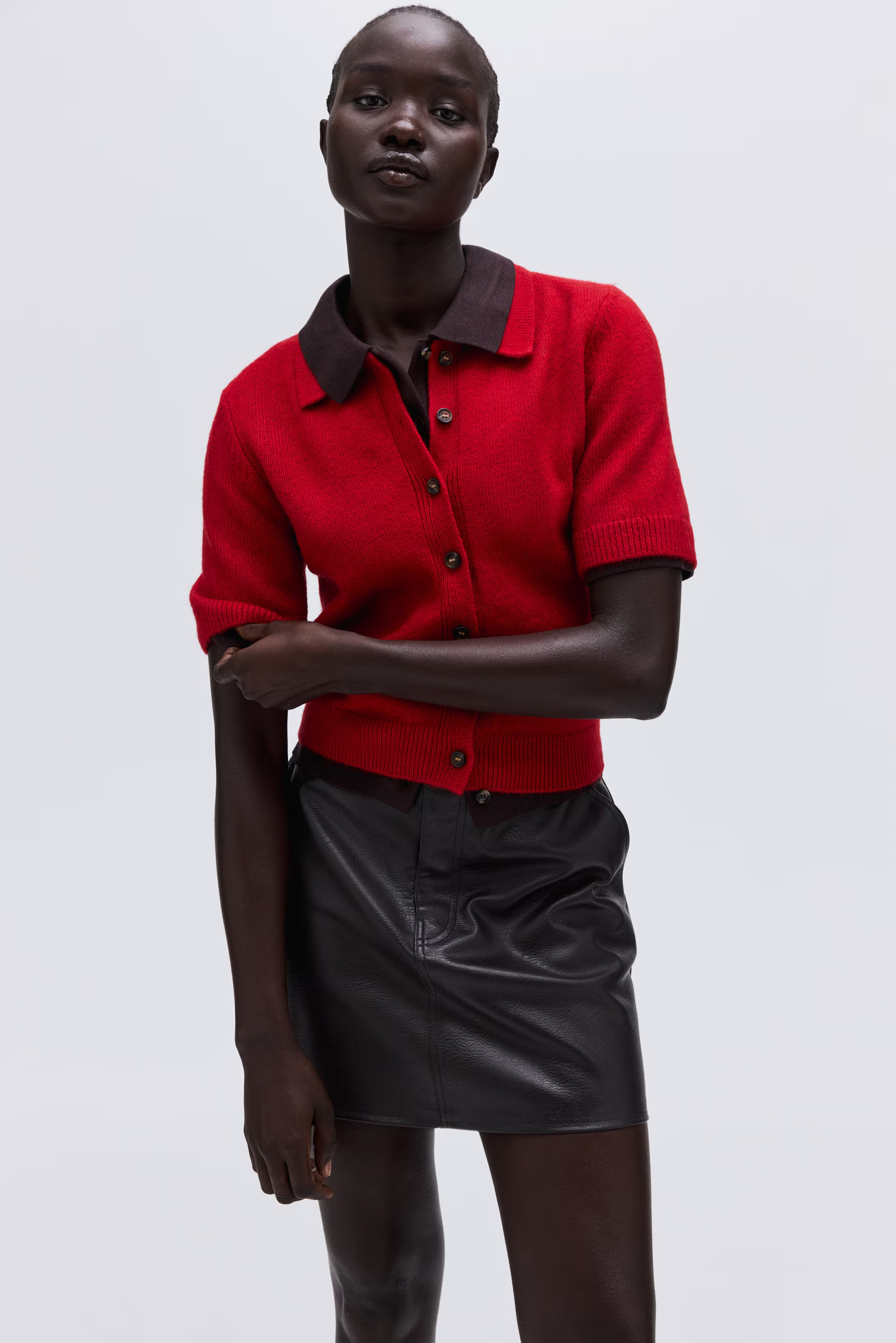 Short-Sleeved Cardigan with Collar | H&M (US + CA)