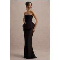 Ohio | Black Strapless Corset Maxi Dress | Club L London