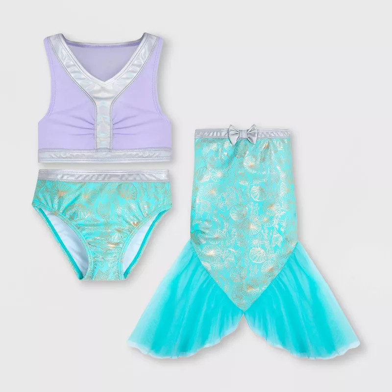 Girls' Disney The Little Mermaid 3pc Swimsuit - Disney Store | Target