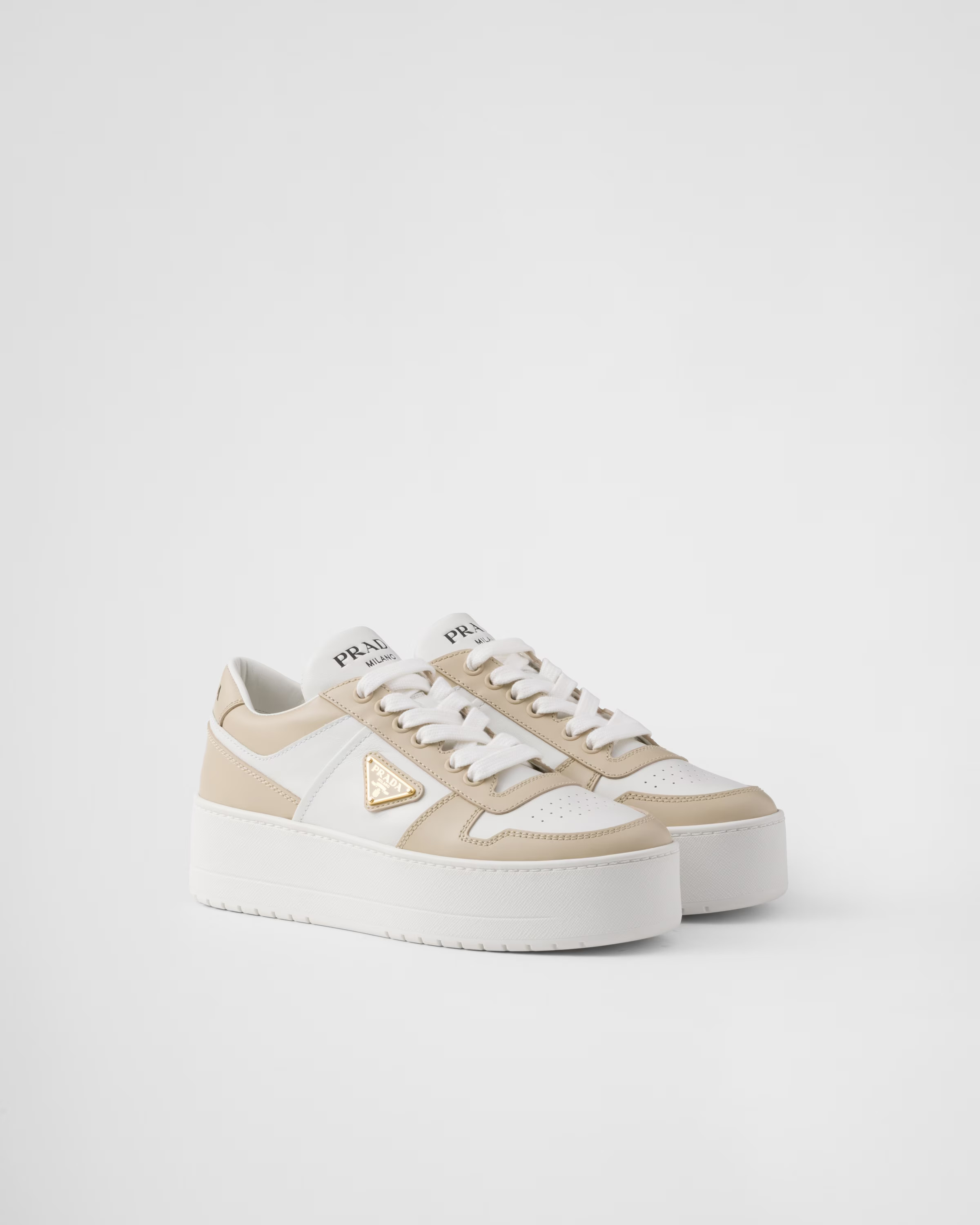 Downtown Bold leather sneakers | Prada US