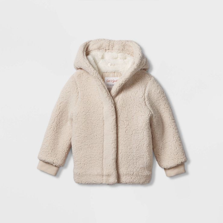 Baby Girls' Long Sleeve Faux Fur Jacket - Cat & Jack™ Beige | Target