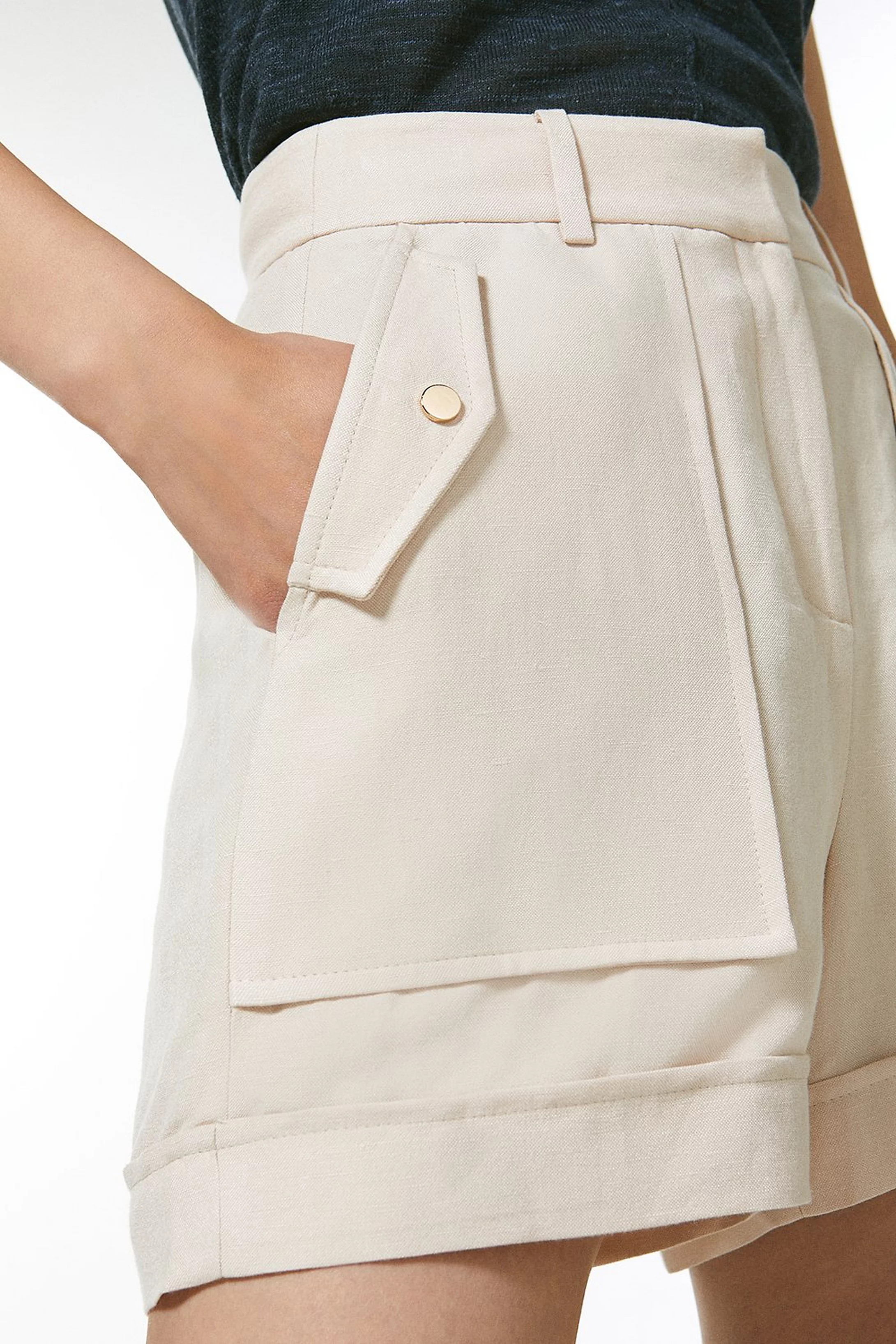 Summer Linen Blend Shorts | Karen Millen UK & IE