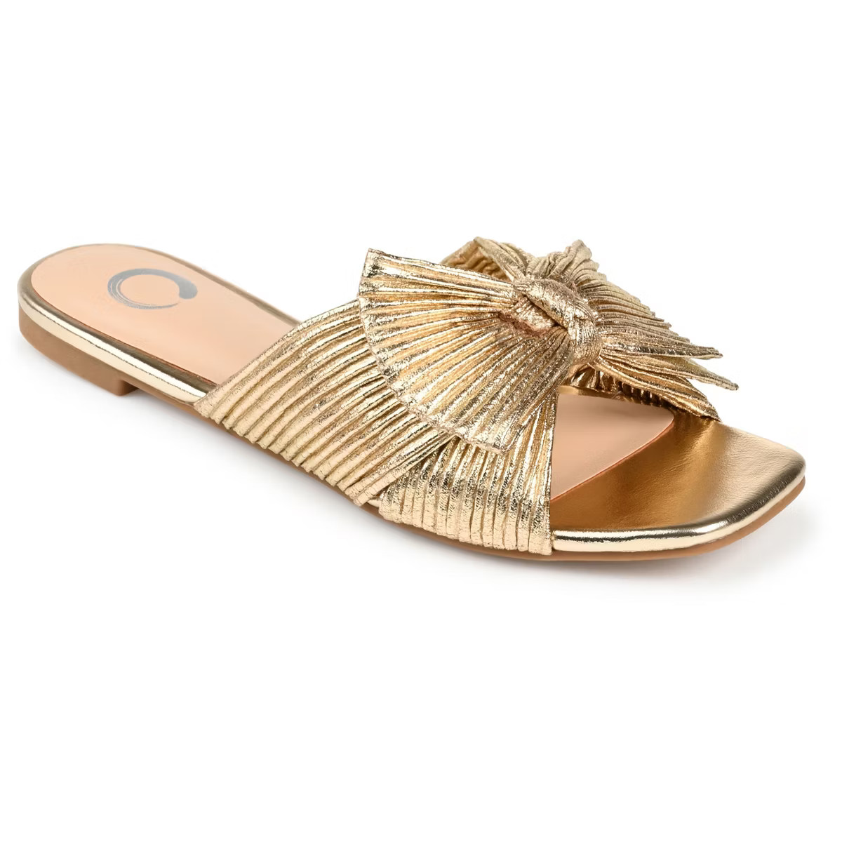 Journee Collection Womens Medium and Wide Width Serlina Slide Low Block Heel Sandals, Gold 9W | Target
